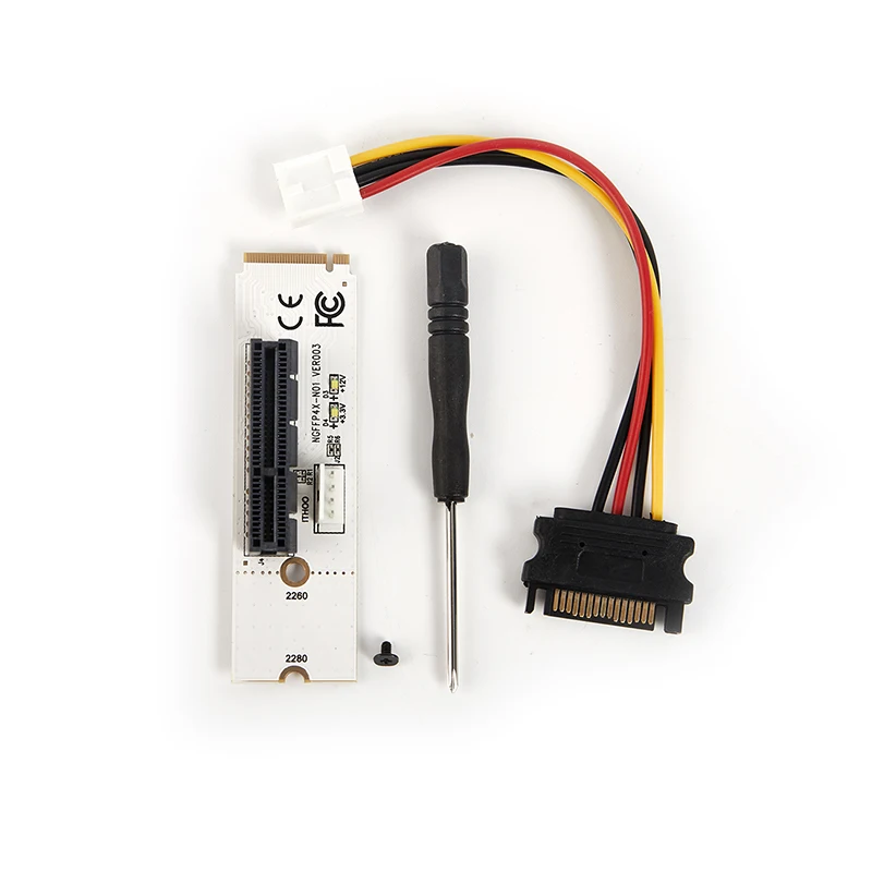 

NGFF M2 to PCI-e 4X 1X Slot Riser Card Set M2 Adapter With SATA Power Cable