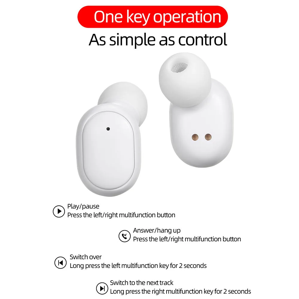 TWS беспроводные Bluetooth наушники для Redmi Airdots беспроводная гарнитура BT5.0 спортивные