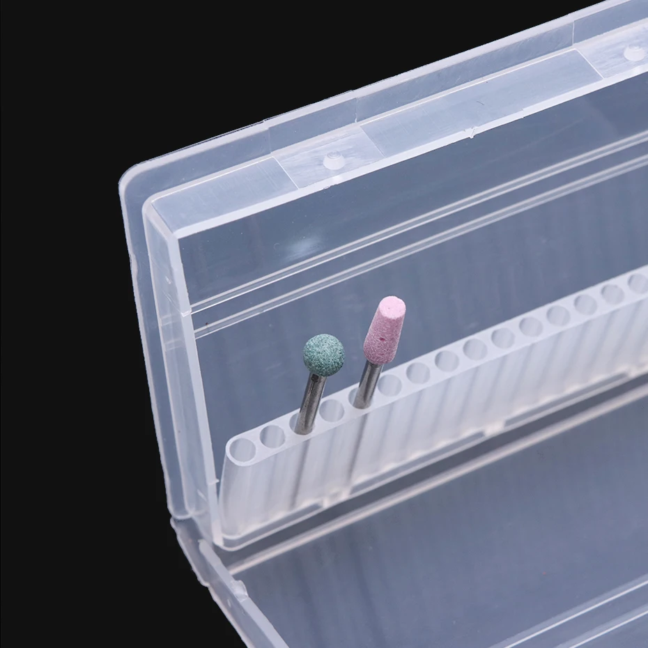Nail Drill Bits Storage Box Clear Plastic Display Stand Holder Rotary Files Cutters Bit Organizer Case Manicure Tools NFB5 | Красота и