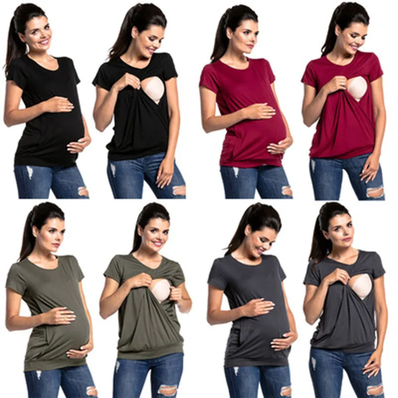

Maternity Clothes Maternity T-Shirt Short Sleeve Nursing Top Clothes for Nursing Mothers Clothes for Pregnant Women Large Size