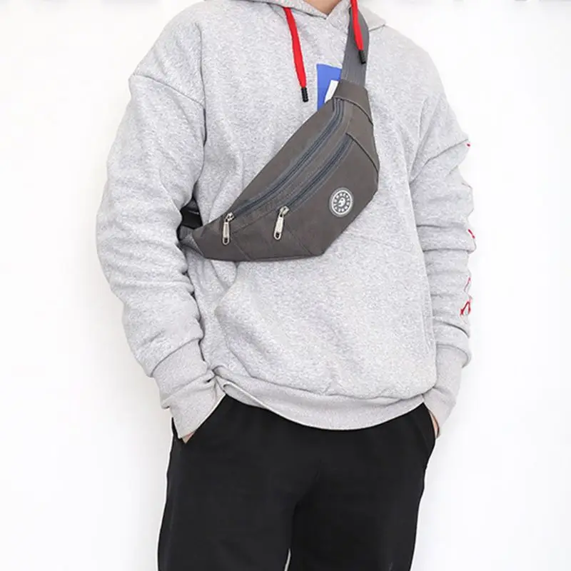 

Waterproof Oxford Fanny Pack Waist Bag Casual Travel Zipper Chest Shoulder Crossbody Purse Solid Color Phone Pouch