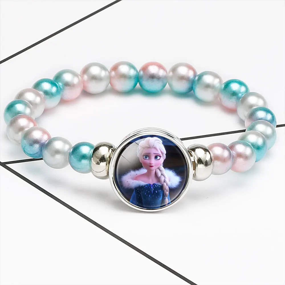 Disney Elsa Anna Princess Bracelets Fashion Rainbow Frozen 2 Cute Girl Makeup Toys Children Kids Cartoon Bracelet Beaded Chain | Игрушки и