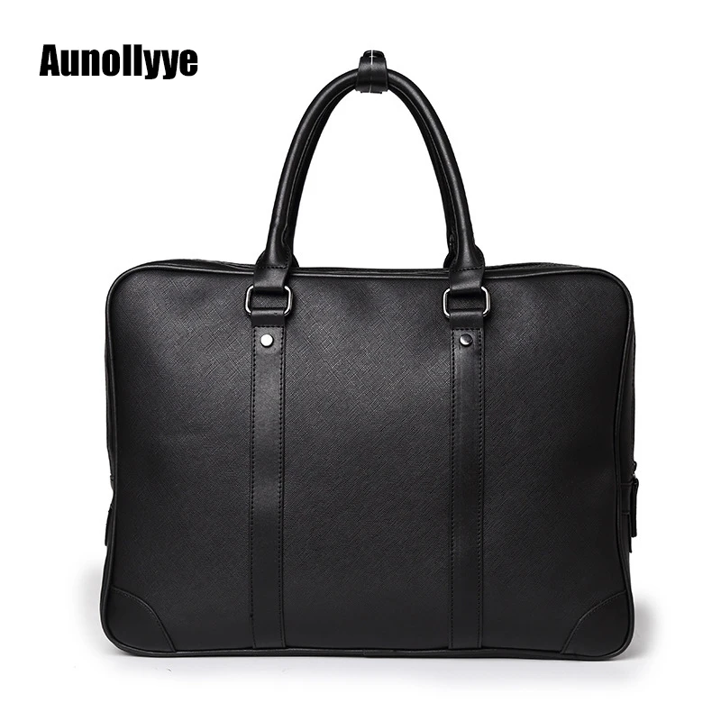 

Men's Luxury Designer Multifunctional Storage Tote Bag Black Business PU Leather Briefcase Laptop Handbag Casual Messenger Bags