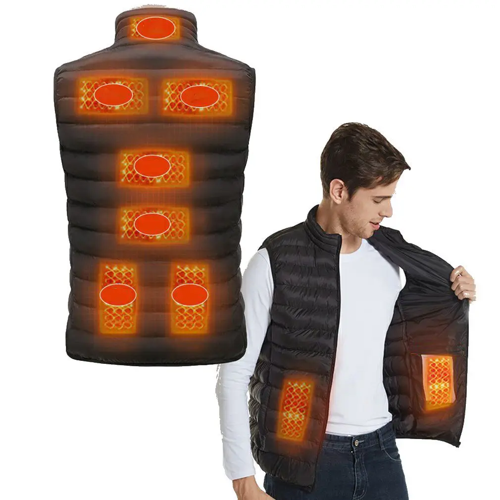 

2021 New 9 Places Heated Vest Men Usb Heated Jacket Heating Vest Thermal Clothing Hunting Vest Winter Heating Jacket