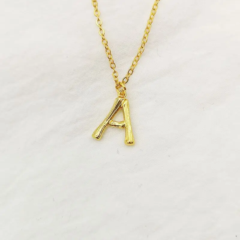 ZWPON Punk Initials Pendant Necklaces Gold Stainless Steel A-Z Pendant Necklaces for Woman