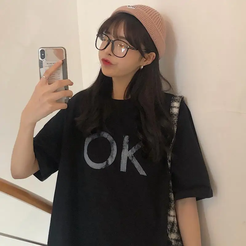 

Женская футболка с коротким рукавом Vetement Femme, Корейская каваи с надписью одежда с круглым вырезом, уличная одежда Y638, лето 2021