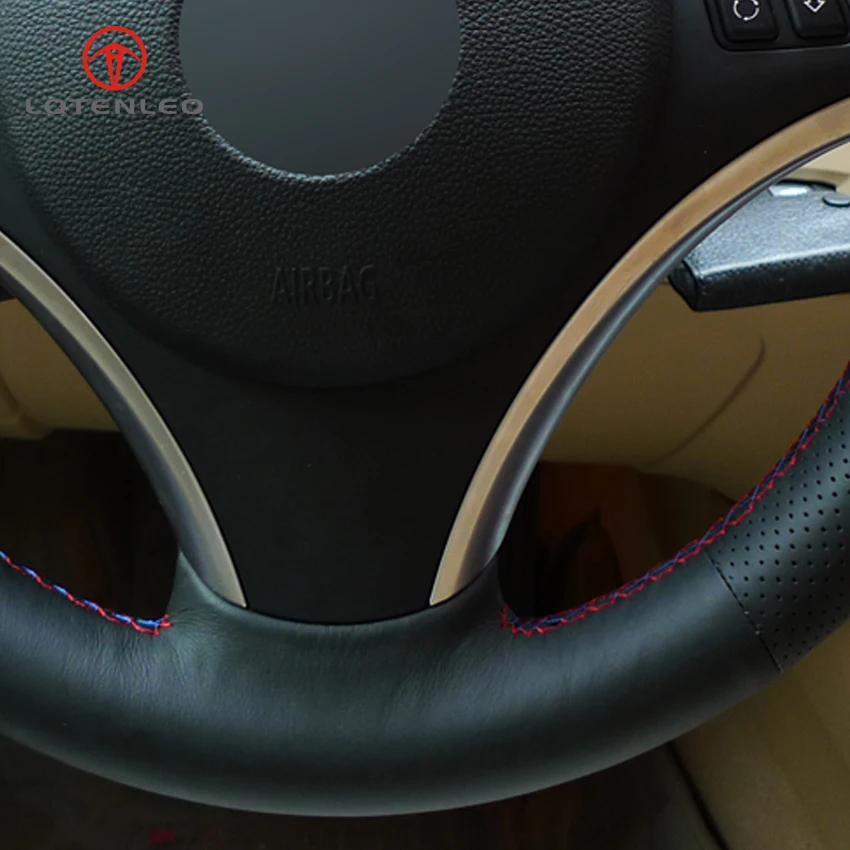 LQTENLEO черная натуральная кожа DIY Ручная лампа для BMW M Sport 1 серии E87 E81 E82 E88 120i 130i 120d X1