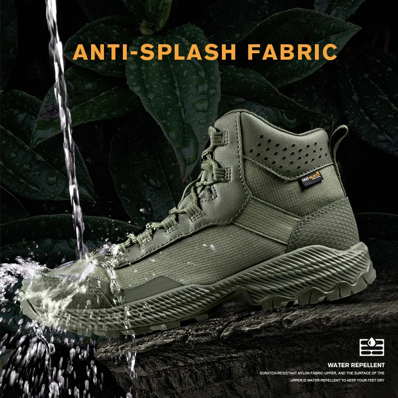 FREE SOLDIER Men's Outdoor Hiking Waterproof Combat Boots Sports Non-slip Wear-resistant Lightweight Walking Work Shoes
