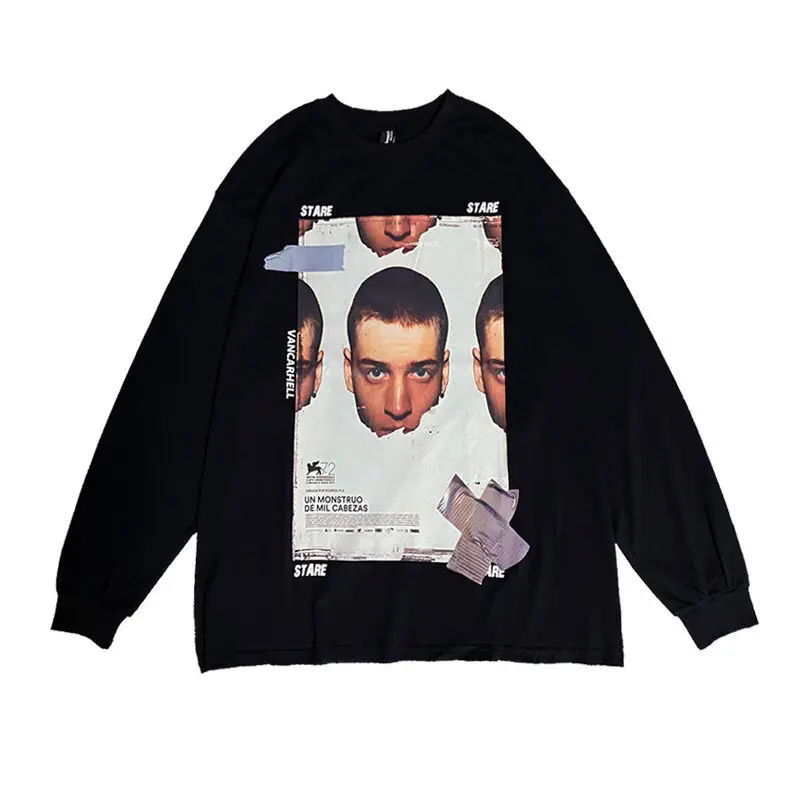 

Sweater men's street loose long sleeve t-shirt men's high street autumn top