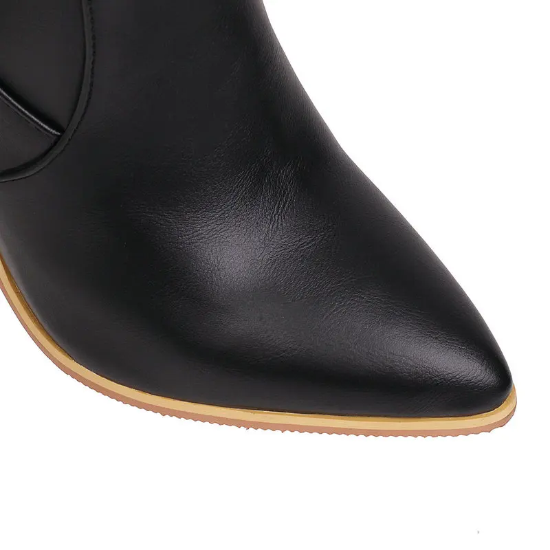 Женские ковбойские сапоги до колена с острым носком на высоком каблуке Осень