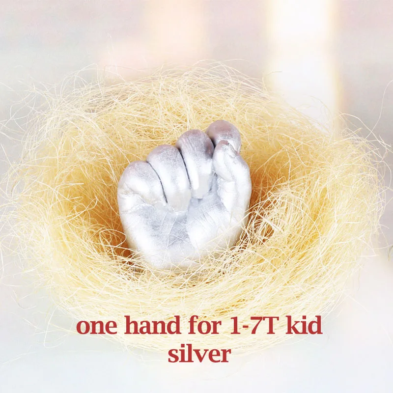 1-7T kid-a hand-silv Oklady 3D Ручная форма для печати ног для детского порошка штукатурка литья комплект отпечаток руки подарок на память детский памятник для роста - Цвет: 1-7T kid-a hand-silv
