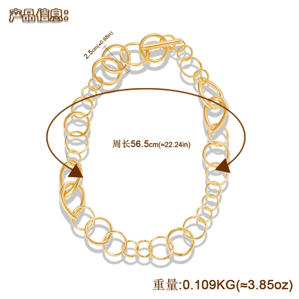 

Punk Thick Chain Clavicle Chains Necklaces for Women Gold Color Necklace Metal Couple Hip Hop Round Necklace