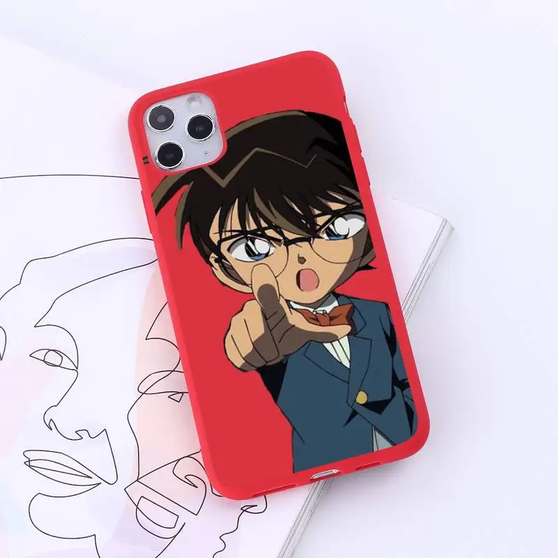 

anime Detective Conan Phone Case Red Candy Color for iPhone 6 7 8 11 12 s mini pro X XS XR MAX Plus