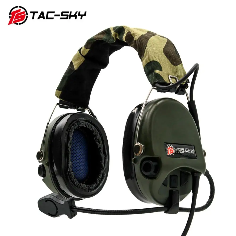 TAC-SKY SORDIN Silicone Earmuffs Noise Reduction Pickup Hunting Headset Tactical Shooting Headset + Military Adapter U94 PTT
