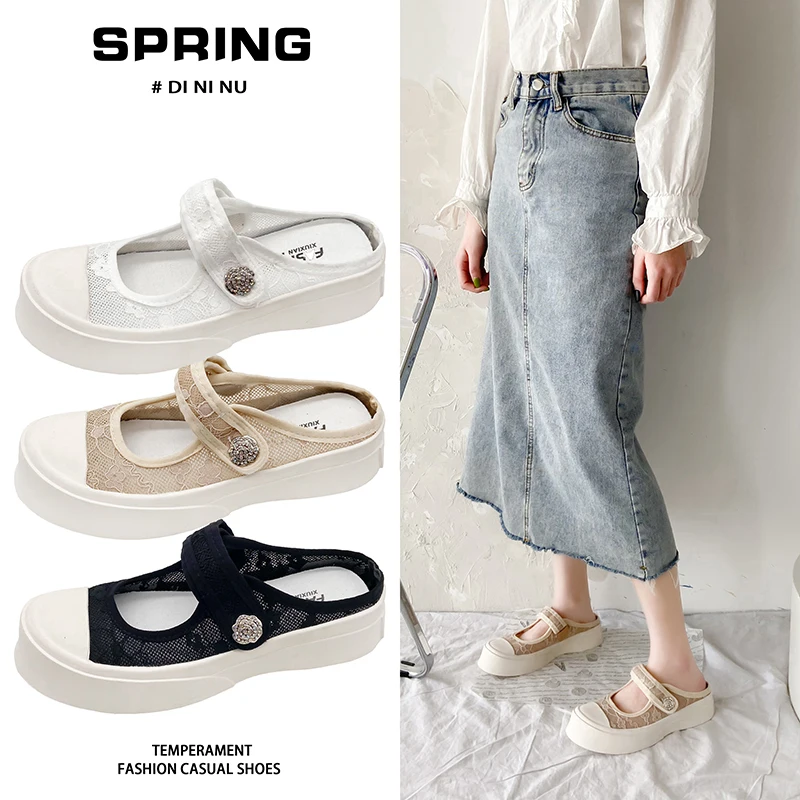 

Slippers Casual Low Flat Shoes Female Lady Slipers Women Slides Beige Heeled Sandals Luxury Girl 2021 Black Soft Leisure Back St