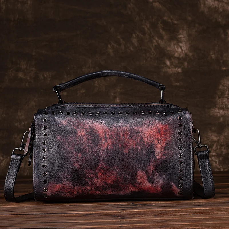 

Women Cowhide Pillow Bag Ladies Vintage Leather Messenger Bags Woman Retro Large Capacity Handbag For Mobile Phone Cash