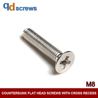 m8 common stainless steel countersunk flat head screws with cross recess phillips flat countersunk head screw gb819 din965