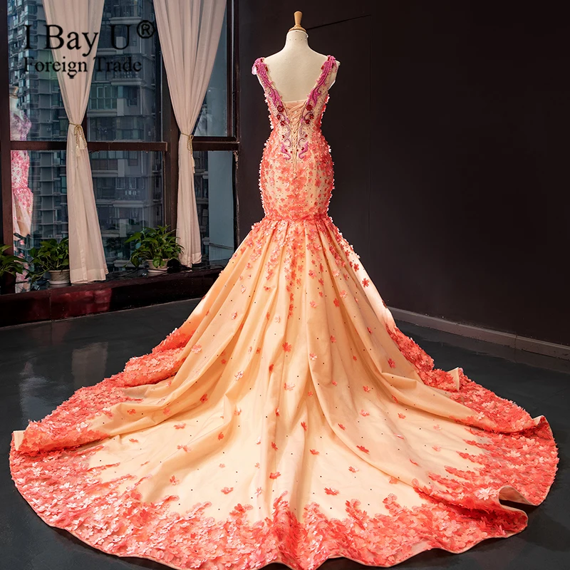 Jasper Red Dubai 3D Flower Luxury Sequined Sparkle Wedding Dresses 2020 Beading Bridal Gowns Women Plus Size for Black Girl