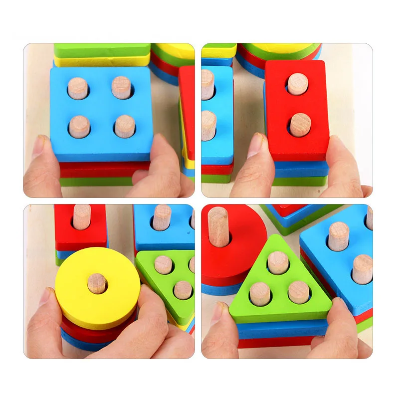 

Baby Toy Wooden Building Blocks Intelligence Puzzle Board Shape Matching Early Learning Educational Toys for Kids