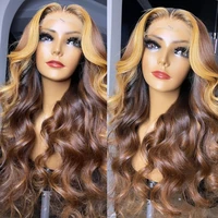 balayage highlight colored human hair wigs pre plucked lace front human hair wigs ombre remy frontal wig for black women 430