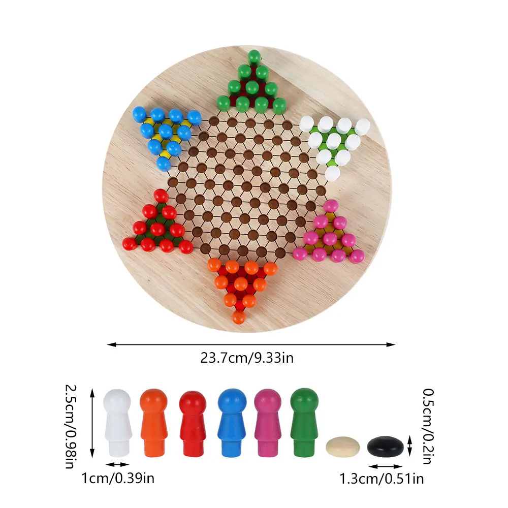 

2In1 Chinese Checker Game Strategy Family Game Pieces Backgammon Wooden Educational Board Kid Classic Halma Chinese Checkers Set