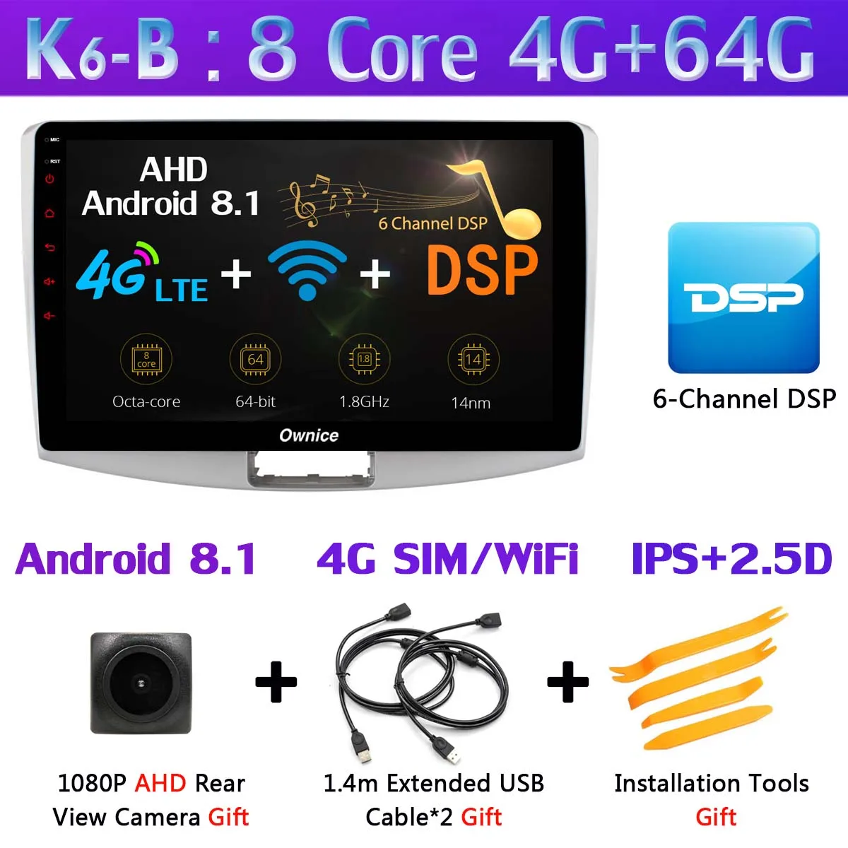 360 ° камера 4G WiFi Android 9,0 4G+ 64G DSP SPDIF CarPlay Автомобильный мультимедийный плеер для VW Passat B6 B7 Passat CC gps навигация радио - Цвет: K6-B