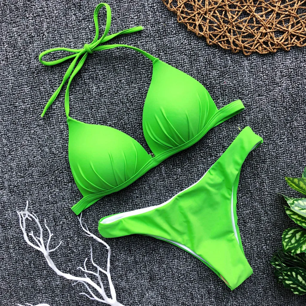 Флуоресцентный цвет сексуальный бразильский комплект бикини с высокой