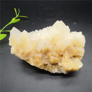 Rare natural yellow calcite cluster specimen crystal quartz flower clustChakra Healing Reiki Stone Druse Specimen 305g