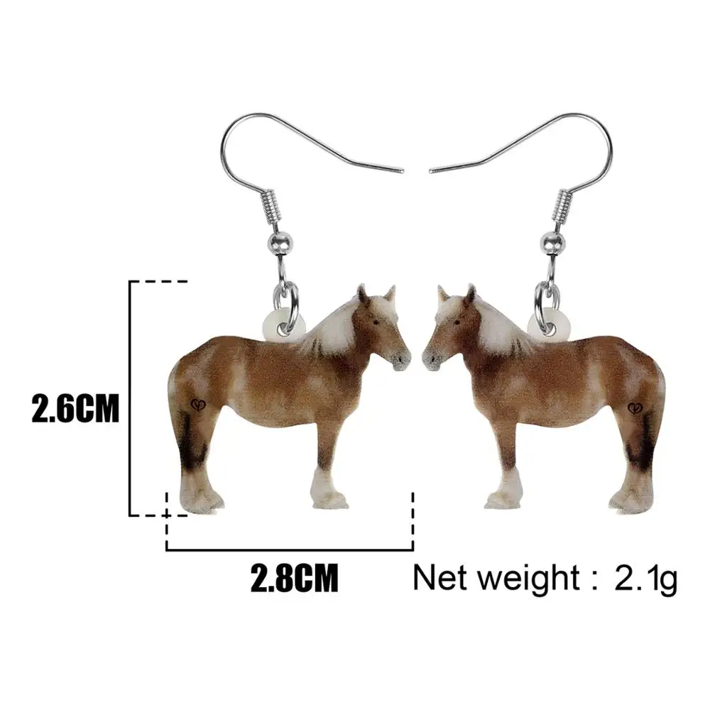

WEVENI Acrylic Brown Cute Horse Earrings Farm Animal Dangle Drop Jewelry For Women Friends Girls Classic Gift Charms Decoration