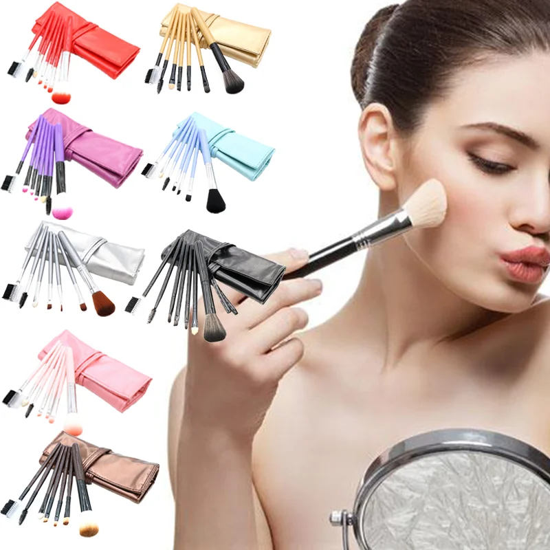 

7Pcs Professional Makeup Brushes Set With Bag Foundation Blending Cosmetic Eyelash Make Up Blush Eyeshadow Tools kit