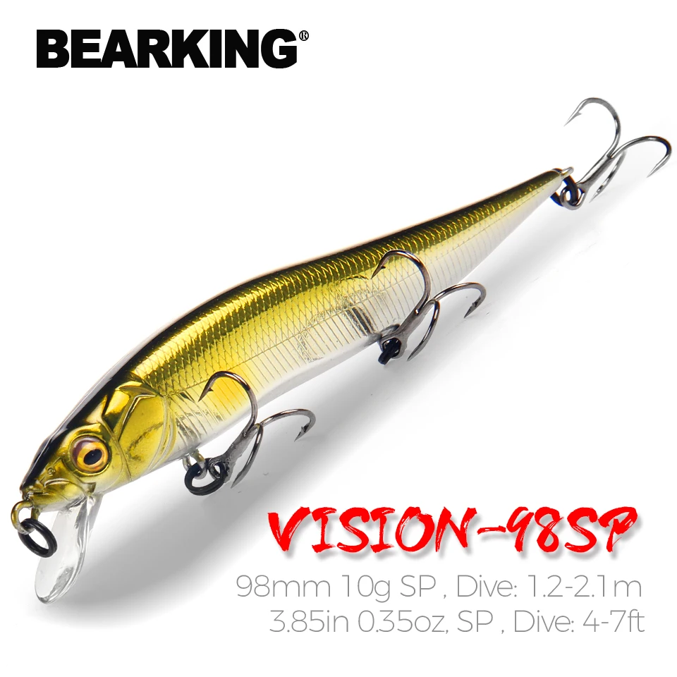 BEARKING 98 мм 10 г+ рыболовные приманки, разные цвета, гольян Кривошип, вольфрамовая система веса. Горячая воблер(wobbler) модель воблер