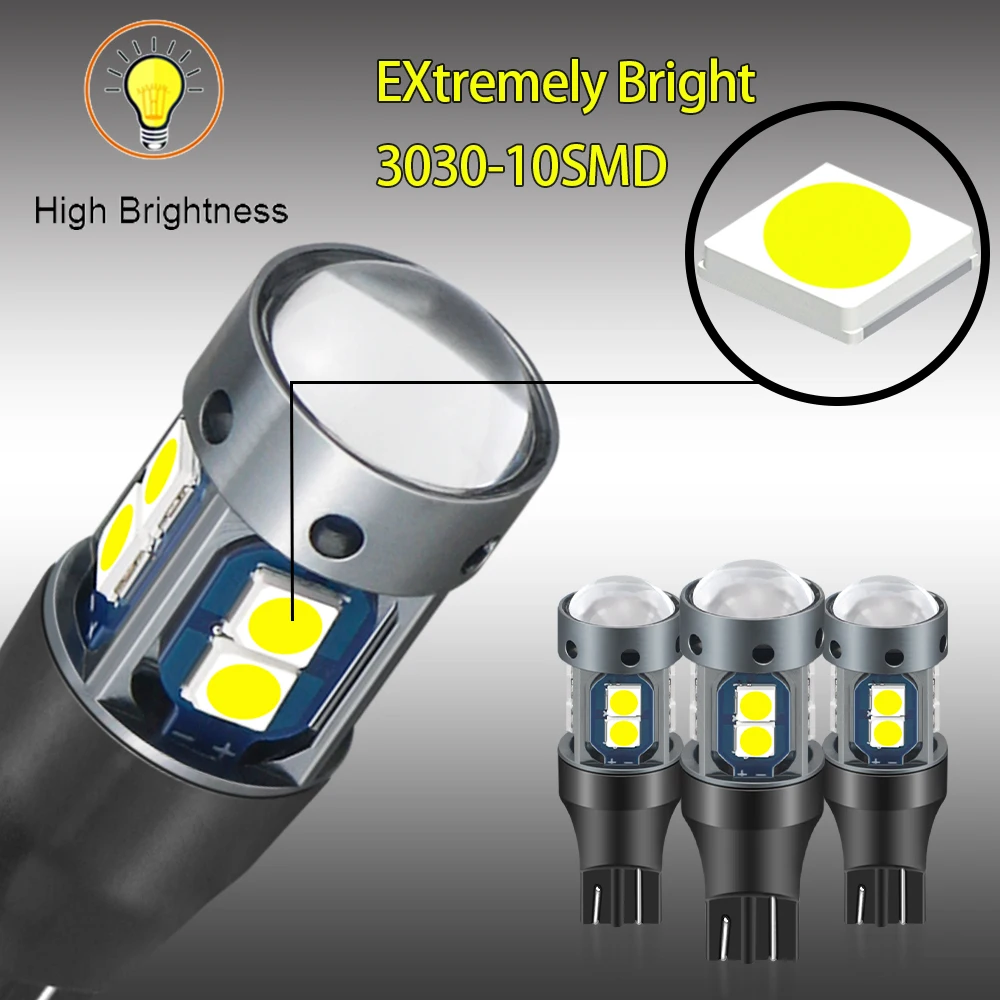 100 шт T10 W5W 194 Canbus автомобильная лампа 3030 10smd светодиодный светильник для чтения