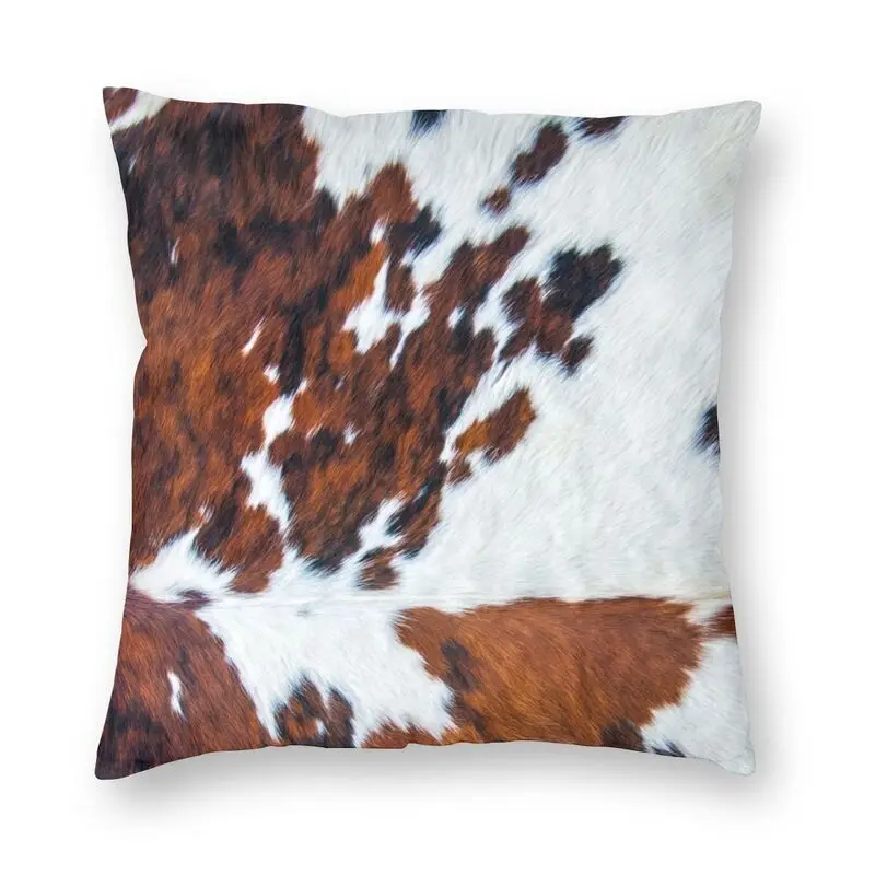 

Rustic Cow Faux Fur Skin Leather Cushion Cover Animal Cowhide Texture Throw Pillow Case For Car Cool Pillowcase Home Decor