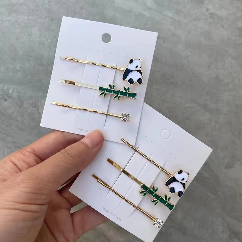 

3pcs Alloy Panda Hairpins For Women Girls Hair Clips Korean Style Sweet Barrettes Styling Tools Hairgrips Hair Accessories