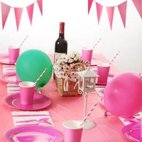 2022 new solid color theme tableware set birthday party decoration kids children event party supplies
