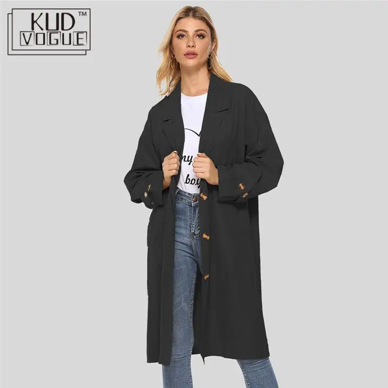 Весенне-осенний Женский Повседневный плащ оверсайз винтажная верхняя одежда с
