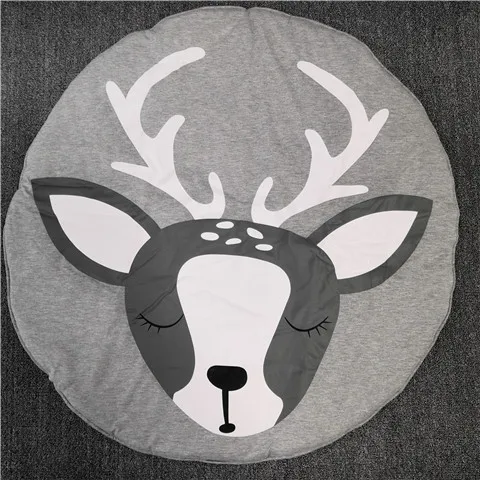deer Детский мягкий хлопковый круглый игровой коврик с героями мультфильмов, Ползунки для новорожденных, детский игровой коврик, украшение детской комнаты, одеяло бутафория для фото - Цвет: deer
