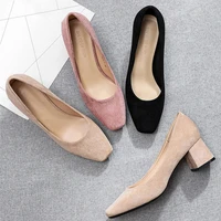 5cm high heels women pumps fashion square high heels mules shoes square toe office ladies shoes spring new large size o0008