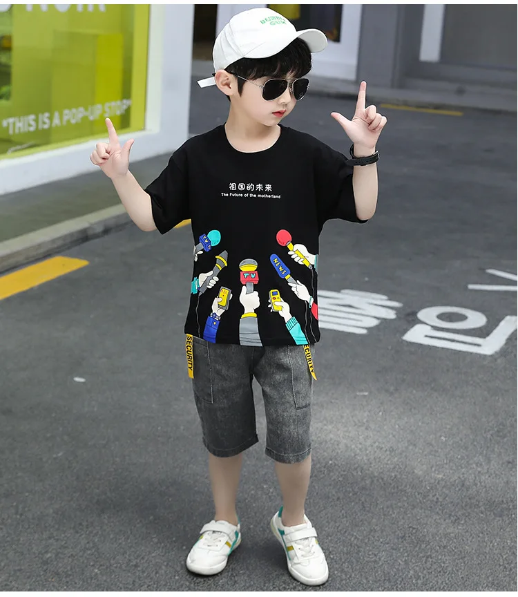 

Boys Clothing Set Summer Kids Outfits Boy Clothes Sports Suits Cartoon Short Sleeve Casual Tracksuit For Children For 3-14 Years