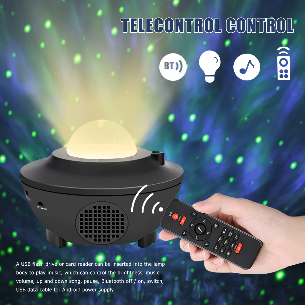 Светодиодный лазерный музыкальный плеер с Bluetooth цветной проектор звездного неба