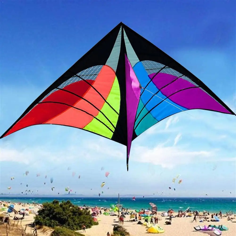 Cometa cl&aacute;sica de l&iacute;nea &uacute;nica de gran tama&ntilde;o para deportes al aire libre, divertida, con cometas y cometa, con buen tri&aacute;ngulo volador, mango de l&iacute;nea azul, 150x90CM S P5O3-0