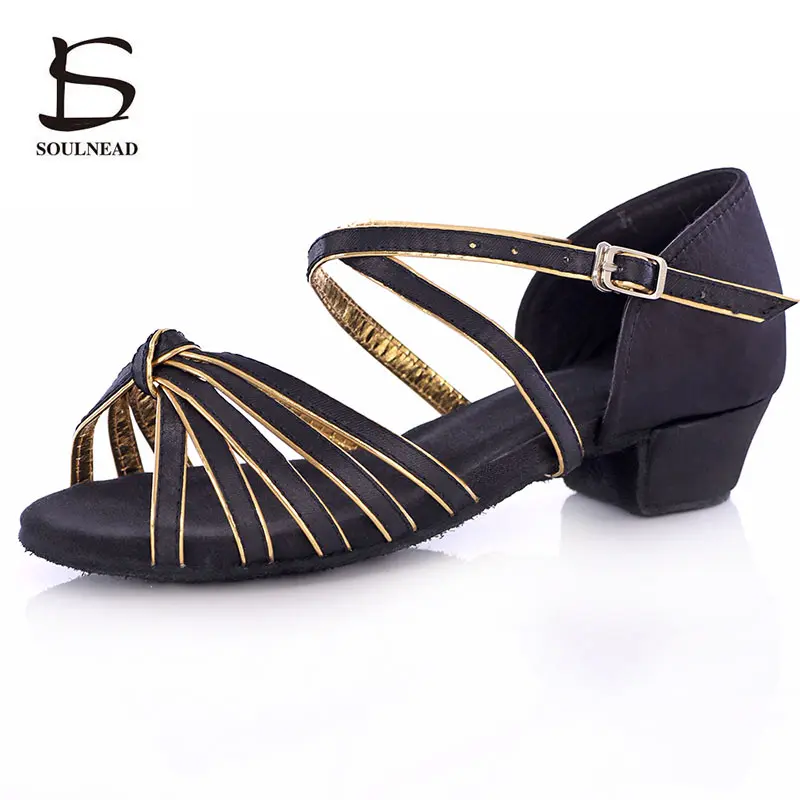 Женские туфли для бальных танцев танго и сальсы с узлом на низком каблуке 3 5