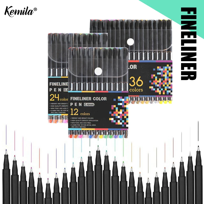 

12/24/36/48/60pcs Color 0.4mm Micron Fineliner Pen Felt Tip School Office Supplies Set Drawing Sketch Art Marker