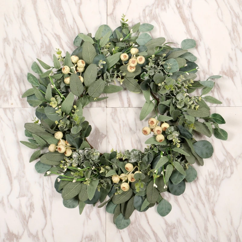 

Artificial green eucalyptus ginkgo door hanging holiday door wall window decoration celebration garland