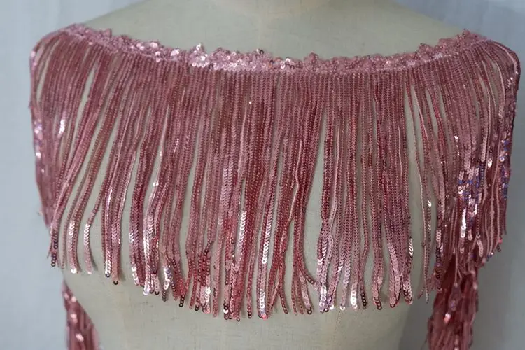 Кружевная отделка ярдом с блестками и кисточками телесного цвета кружевная