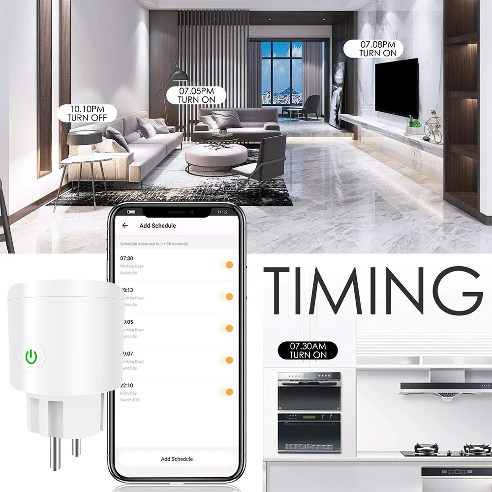 ЕС Smart Plug, Wi-Fi пульт дистанционного управления с Alexa, синхронизация включения/выключения питания, Samrt Google Home электрическая мини розетка Прямая поставка