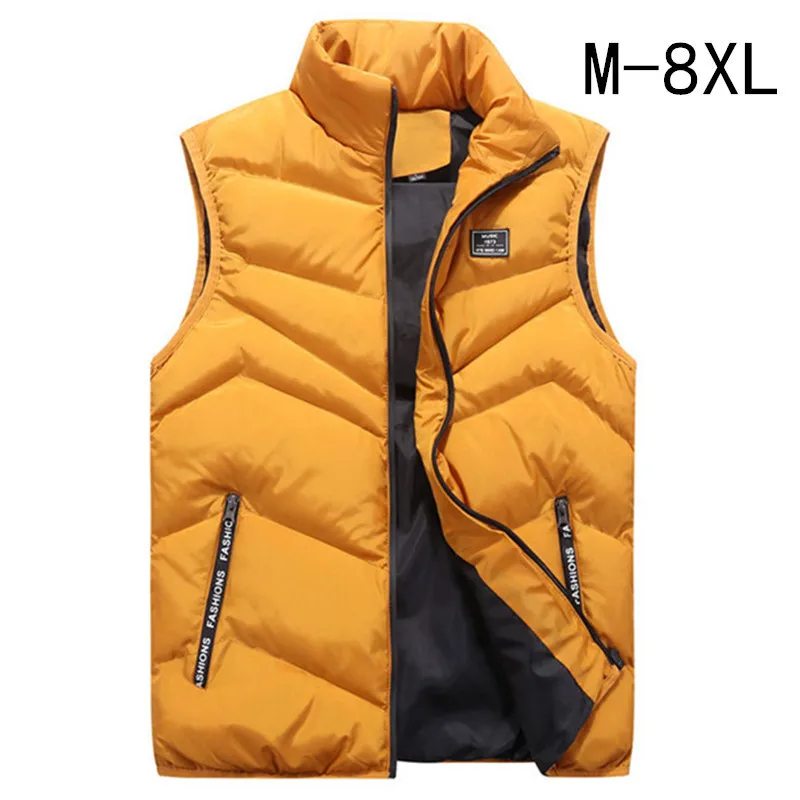 

Autumn Vest Men Sleeveless Jacket Men Casual Stand Collar Asain Size M-7XL 8XL Gilet Homme Warm Windbreaker Waistcoat For Men