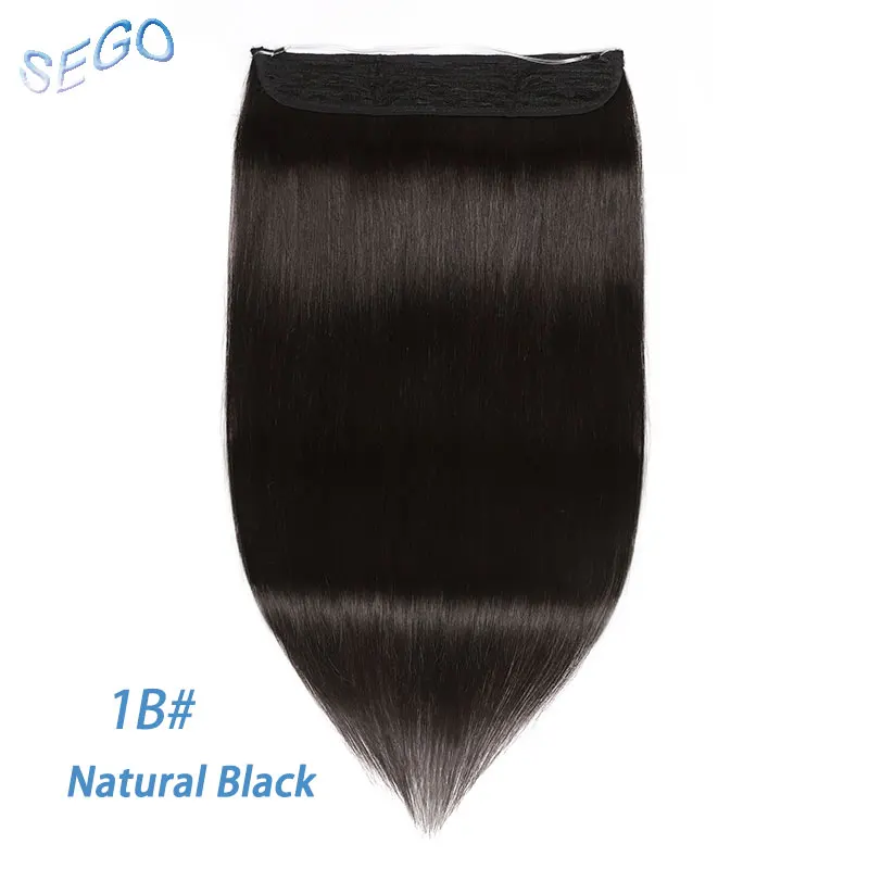 # 1B SEGO, 16-24 дюйма, 90 г-120 г, прямые накладные человеческие волосы, шиньон, рыбная линия, невидимая проволока, не Реми, натуральные волосы - Цвет: # 1B