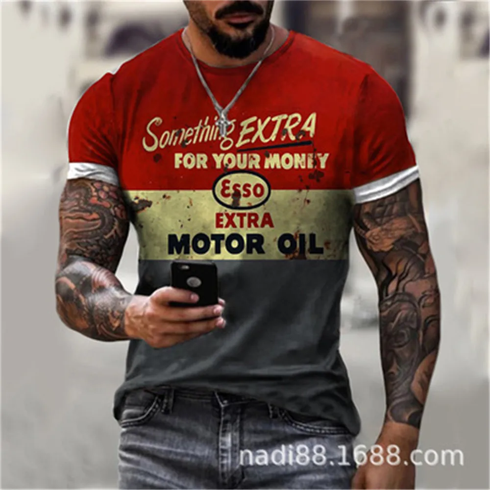 Летняя новая стильная ретро футболка castrol с коротким рукавом мужская 3D принтом