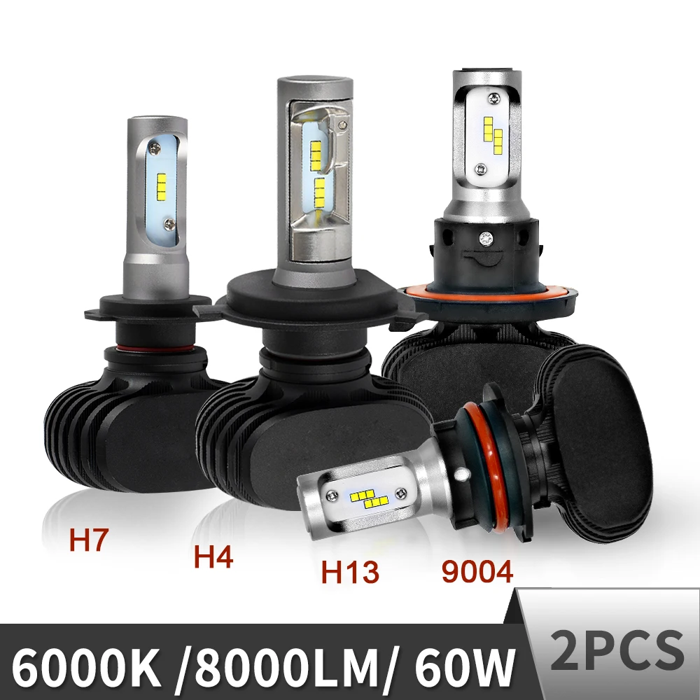 2 шт. H4 H7 светодиодная лампа для автомобильных фар H1 H3 H11 9005 9006 880 H13 9004 9007 Turbo Canbus Hi/lo